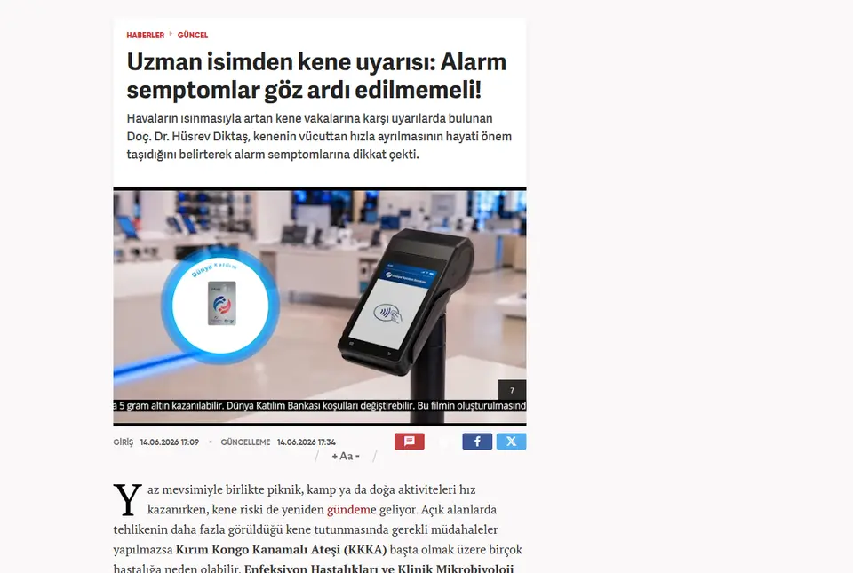Haber7 haberi ekran görüntüsü: Uzman isimden kene uyarısı: Alarm semptomlar göz ardı edilmemeli!