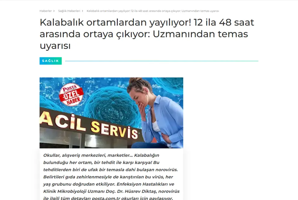 Posta haberi ekran görüntüsü: Kalabalık ortamlardan yayılıyor! 12 ila 48 saat arasında ortaya çıkıyor: Uzmanından temas uyarısı